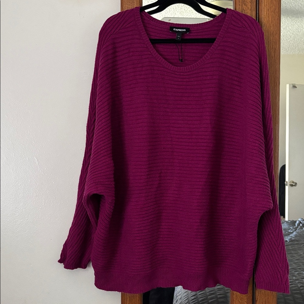 Express Deep Pink oversized Ribbed Sweater xl